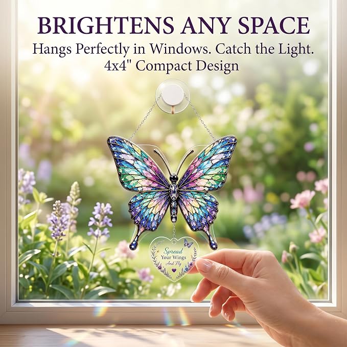 Devory Butterfly Suncatchers for Windows, 4 Inch Acrylic Decorative Hanging - Image 5
