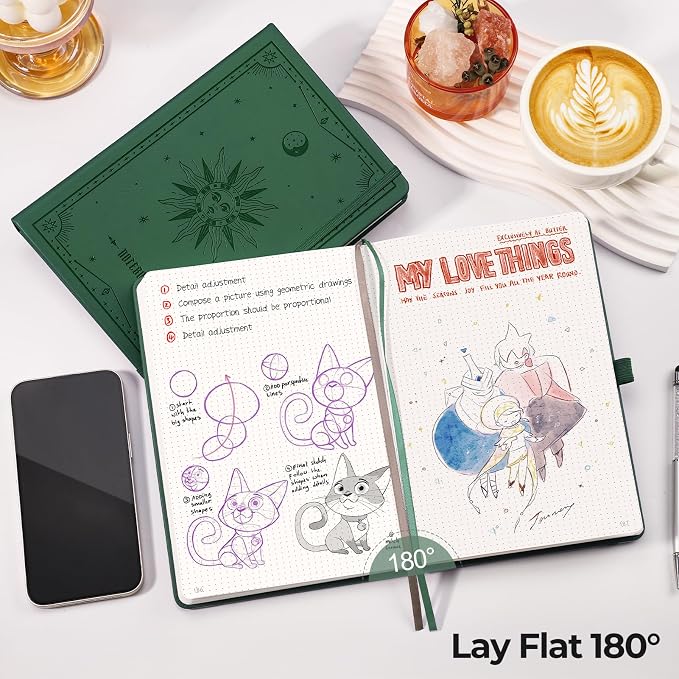 EMSHOI Dotted Journal Notebook, 320 Pages, A5 Size | Leather Hardcover - Image 6