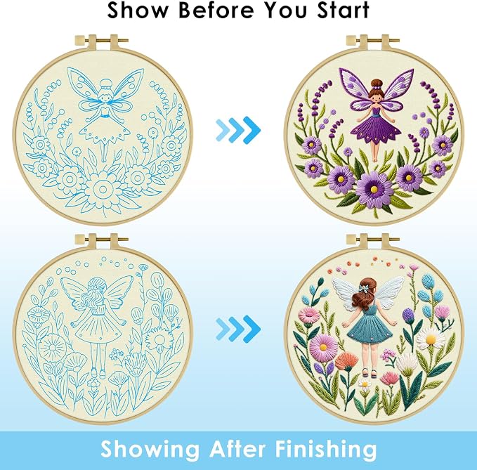 ERKOON Embroidery Kit for Beginners, 2 Set Flower Cross Stitch Set Include - Image 4