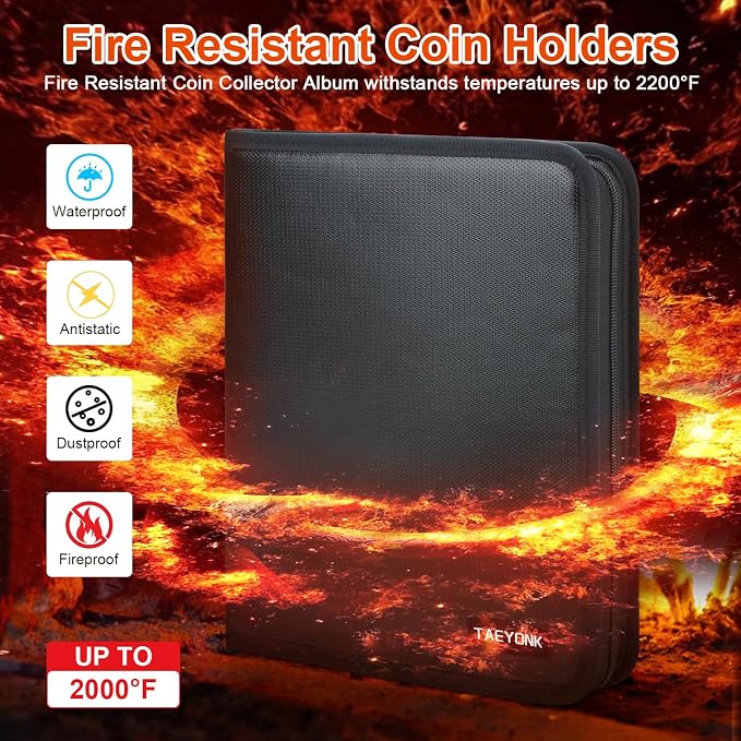 Coin Collection Book Holder for Collectors, 520 Pockets Fireproof Coins - Image 2