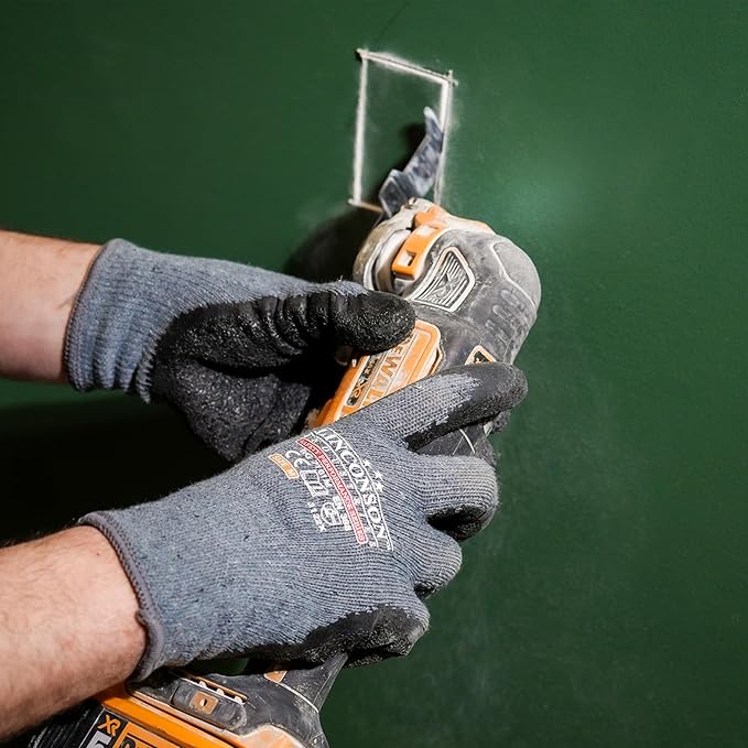 linconson 12 Pairs Extreme Grip Latex Palm Coated Cotton Work Gloves Suitable For Construction, Mechanics and Warehousing