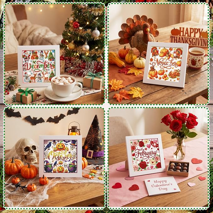 Trandraft 13 Pcs Interchangeable Monthly Diamond Art Kits - Image 6