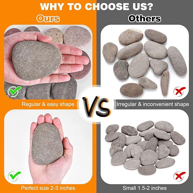 River Rocks for Painting 15 Pcs Large 2-3 Inch Flat Smooth Painting Stones - Image 3