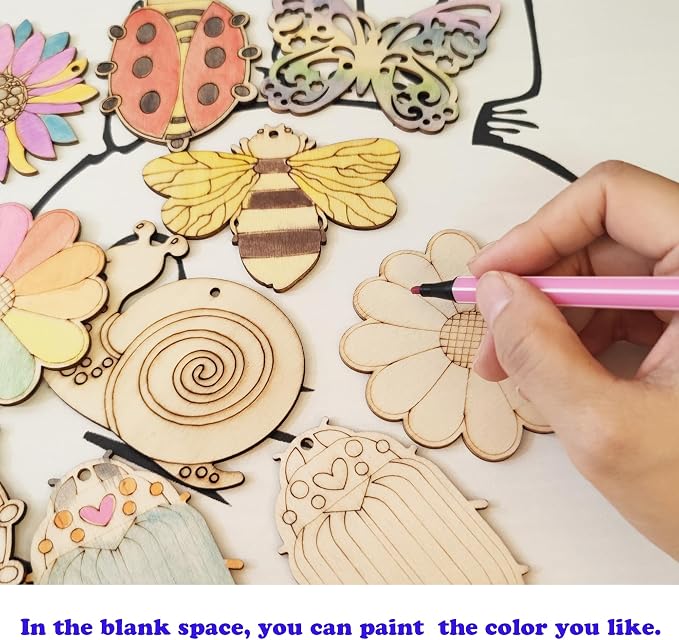 54PCS Unfinished Blank Wooden Cutouts Craft - Image 5