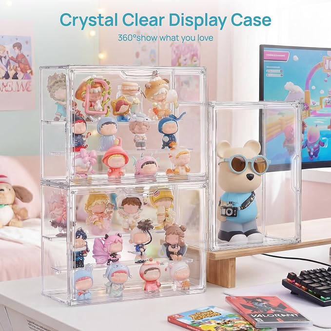 Vtopmart 4 Pack Acrylic Display Case, Stackable Figure Display Case - Image 3