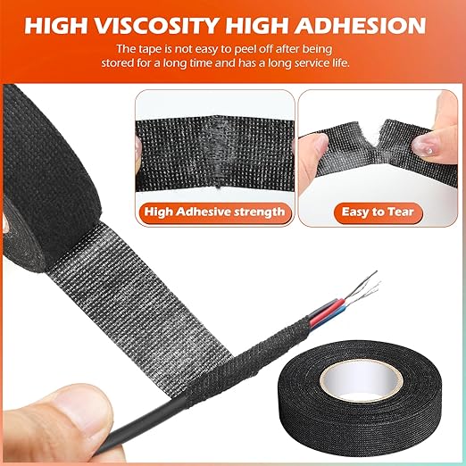 Wire Harness Automotive Tape Self-Adhesive Wiring Harness Cloth Electrical Tape 1 Inch x 30 Feet Car Insulated Wire Loom Tape for Automotive Engine Insulation Protection 6 Rolls