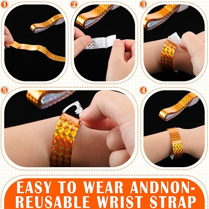 Epakh Paper Wristbands Neon Wrist Bands Waterproof Handbands for Events Lightweight Concert Wristbands Neon Colored Adhesive Wrist Band for Party