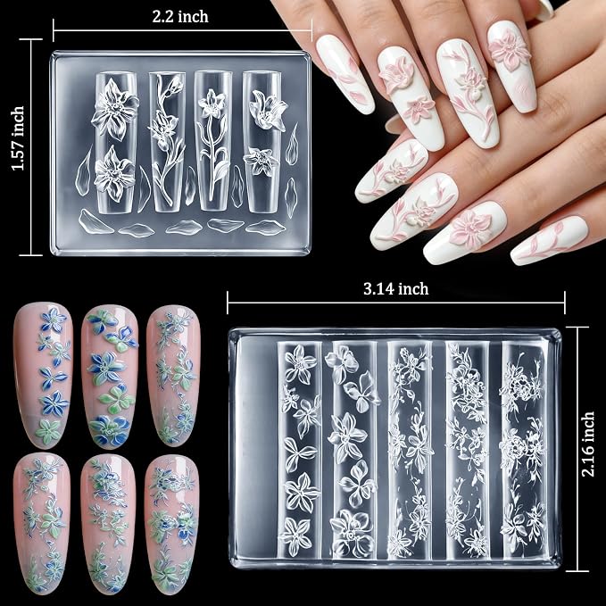 6pcs 3D Flower Silicone Nail Art Molds Kit - Image 3