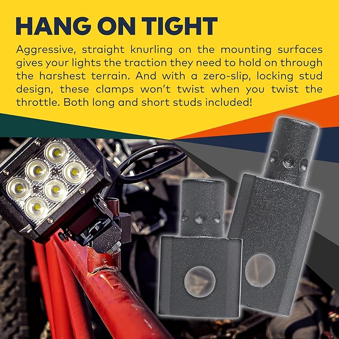 LAMPHUS Off-Road ATV UTV Light Bar Mounts Mounting Bracket Clamp Kits [1"/1.5"/1.75"/2" Inch] [360-Degree] [2 x Stud Size] Aluminium Unit Bull Roll Cage Clamps Mount
