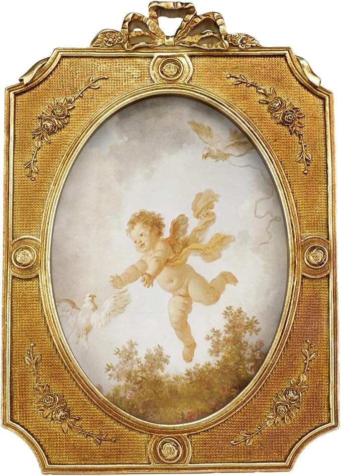 Cuspin 5x7 Picture Frame Vintage Bow Frame, Bronze Textured Resin Photo Frame - Image 9