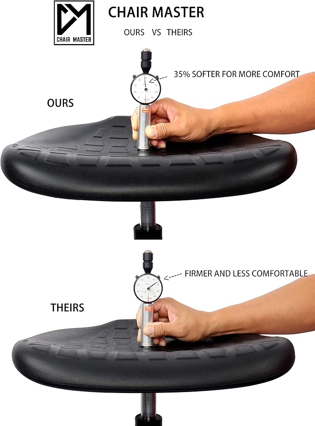 Chair Master (Medium Bench Stool, Self Braking Casters Easy to Clean! Ergonomic Polyurethane Stool. Seat Height Range 18"-26". Home Office Lab Workstation.