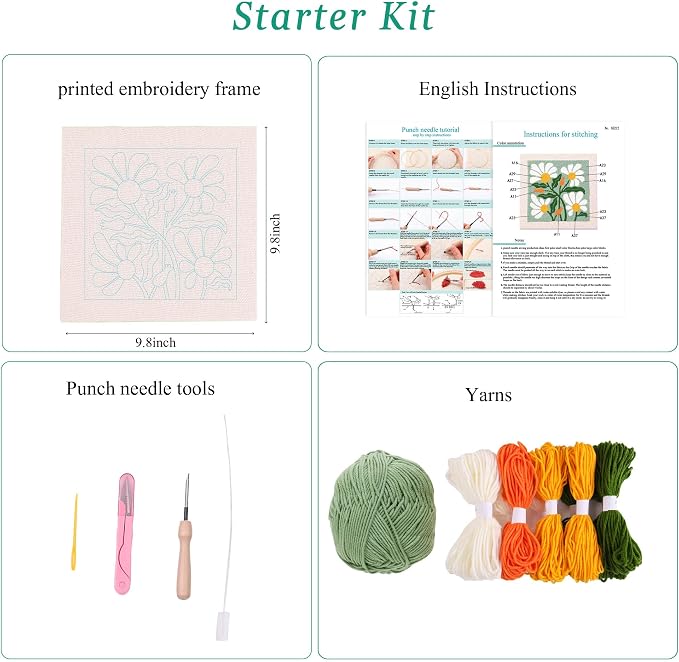 Embroidery Punch Needle kit Frame, Embroidery Starter Kits - Image 2