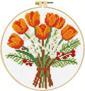 Zhenqing Orange Tulip Bouquet Cross Stitch Kit by ZhenqingHomeFlagship