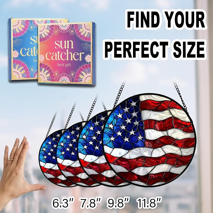 National Flag Acrylic Suncatcher Faux Stained Glass Window Hanging 6.3" | - Image 6