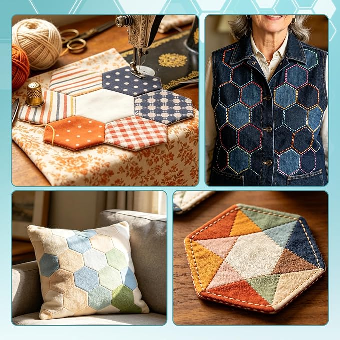 120 PCS Hexagon Piecing Paper Templates, Quilting Templates Accessories - Image 4