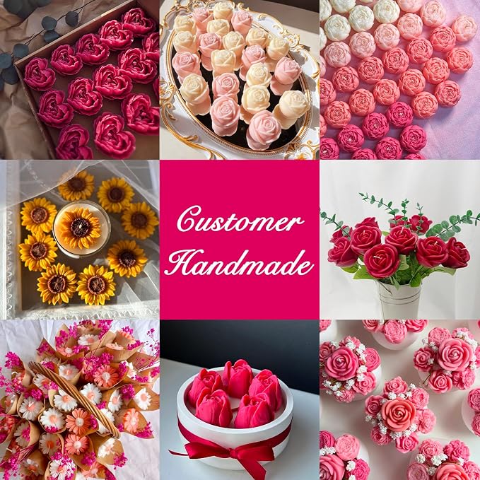 9 Pcs 3D Silicone Flower Molds for Candle Soap Making Cake Chocolate Making | - Image 5