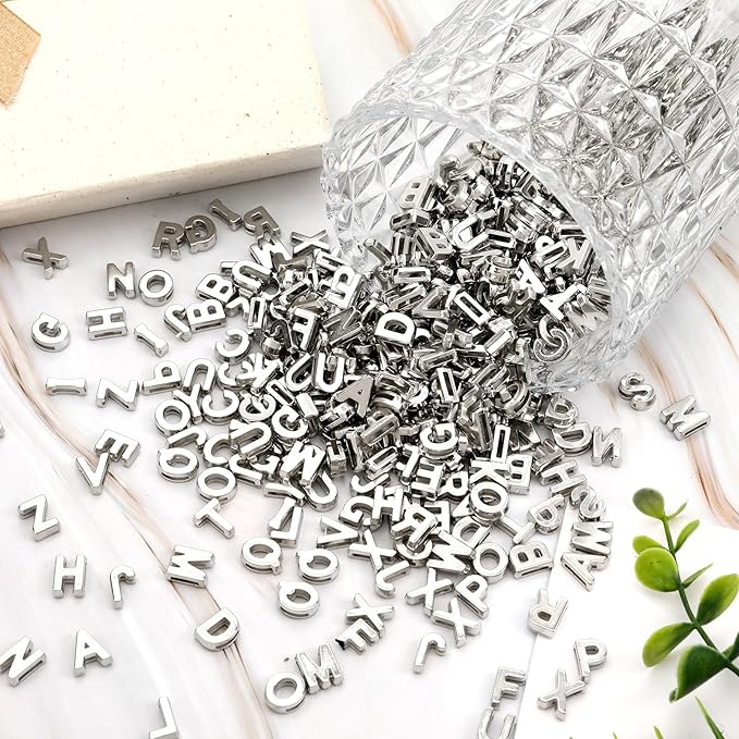 Augshy 700Pcs Silver Large Alphabet Letter Beads - Image 3