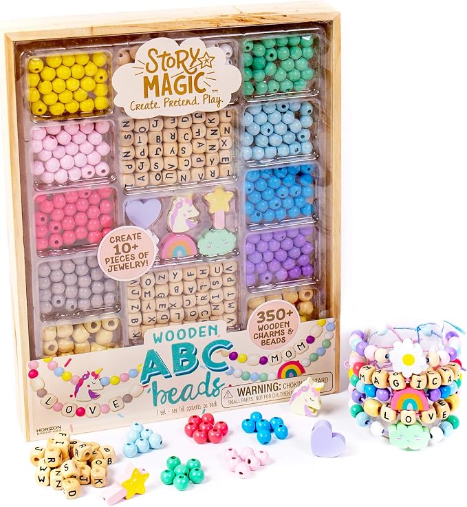 Story Magic Wooden ABC Beads by Horizon Group USA, Premium Wood Jewelry Making by StoryMagic