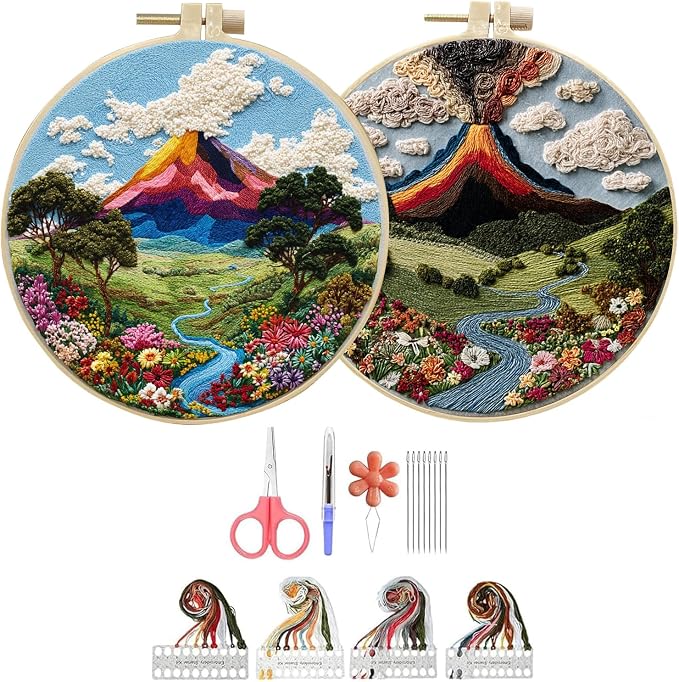 Hzkokon 2 Pack Embroidery Kit for Beginners Adults Cross Stitch Kits Hand by Unknown