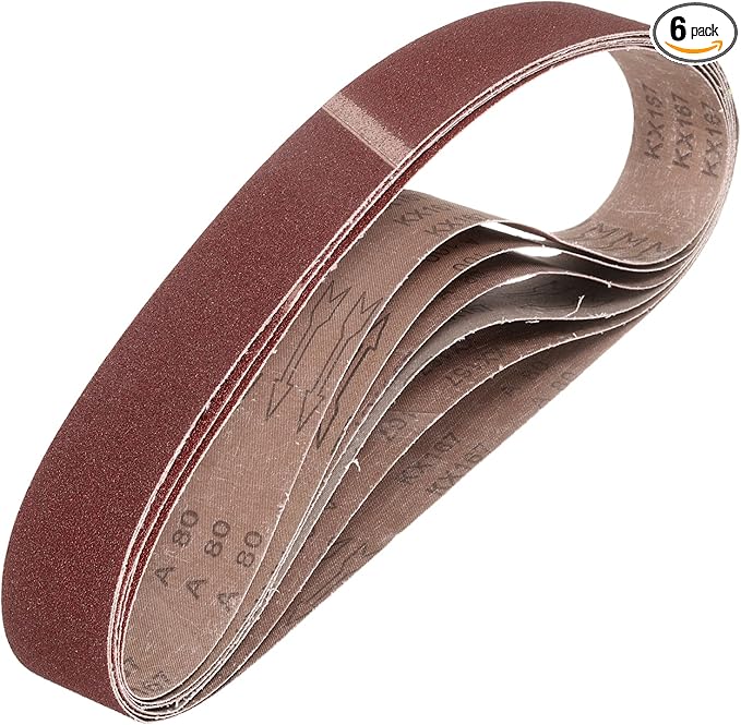 HARFINGTON 2 x 36 Inch Sanding Belts, 6 Pcs 80 Grit Aluminum Oxide Abrasive Belt Sander File Belt for Woodworking, Metal Polishing, Knife Sharpener