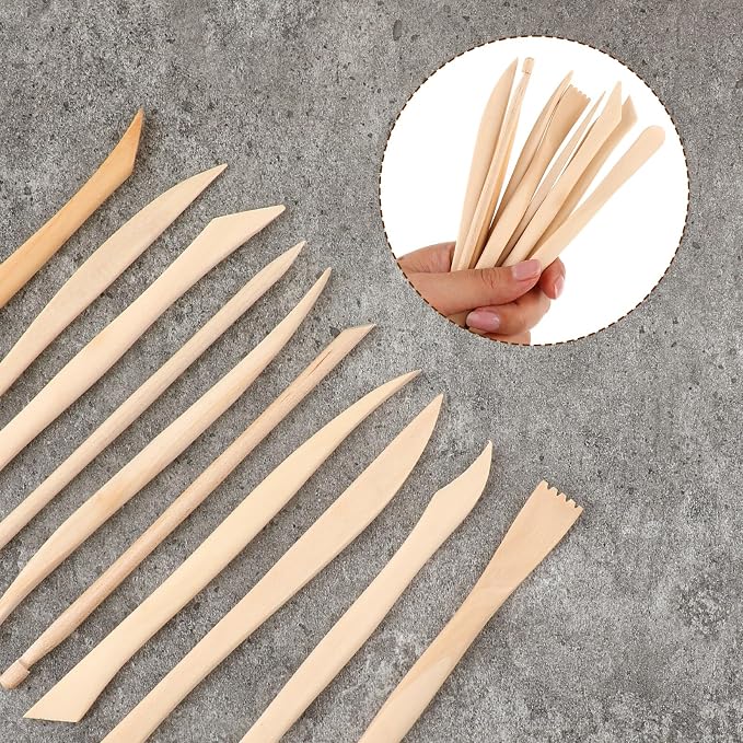 JIYIN 10 Piece Wooden Clay Sculpting Tool - Image 3