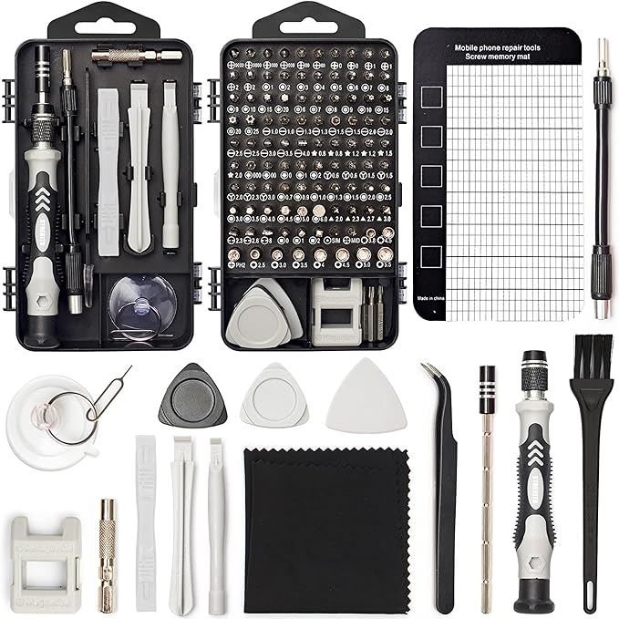 STREBITO Precision Screwdriver Set 124-Piece Electronics Tool Kit with 101 Bits Magnetic Screwdriver Set for Computer, Laptop, Cell Phone, PC, MacBook, iPhone, Nintendo, PS4, PS5, Xbox Repair