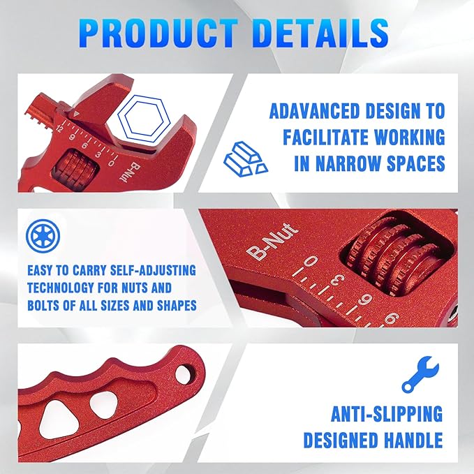 AN Hose Fitting Adjustable Wrench 3AN-12AN Lightweight Aluminum (Red)