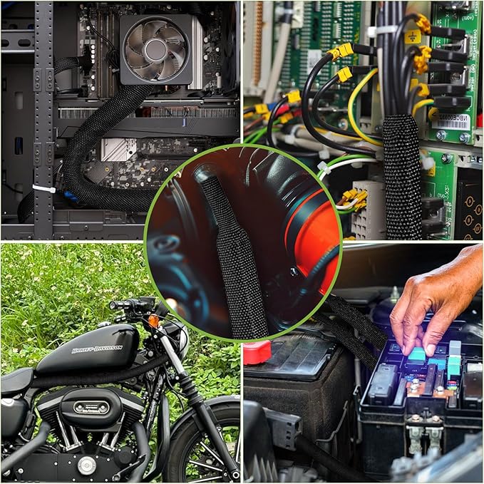 2:1 Heat Shrink Wire Loom Braided Cable Sleeves,Heat Resistant Fabric Woven Shrink Tubing Wiring Harness for Protection Automotive,Harness Cable,Cable Management (1/2"-25ft)