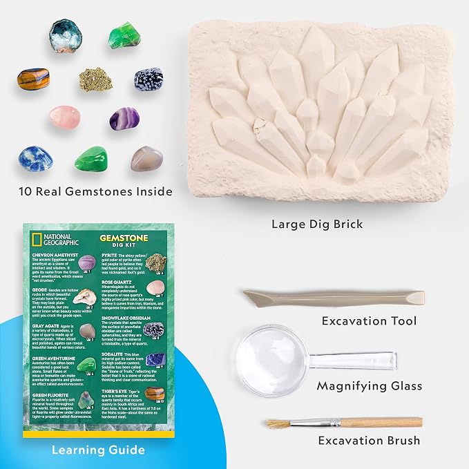 National Geographic Gemstone Dig Kit – Dig Up 10 Real Gemstones and Crystals - Image 5