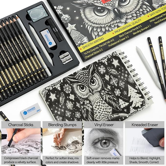 MARTCOLOR 26 Pcs Drawing Sketching Pencil Set, Graphite Pencils | Charcoal - Image 5
