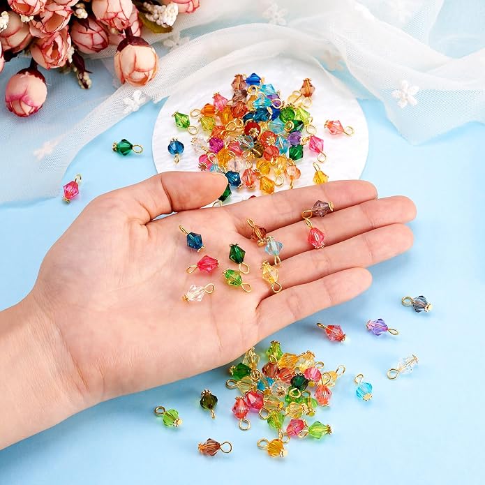 Cheriswelry 100Pcs Faceted Bicone Charms Acrylic Bicone Dangle Earring Charms - Image 6