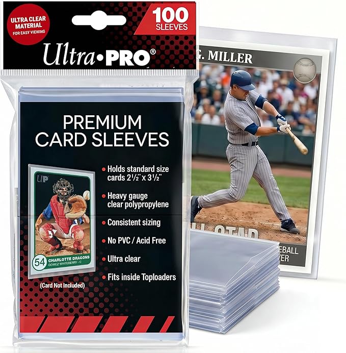 Ultra Pro - Premium Clear 100ct. Card Sleeves to Protect Sports Cards, Baseball by UltraPro