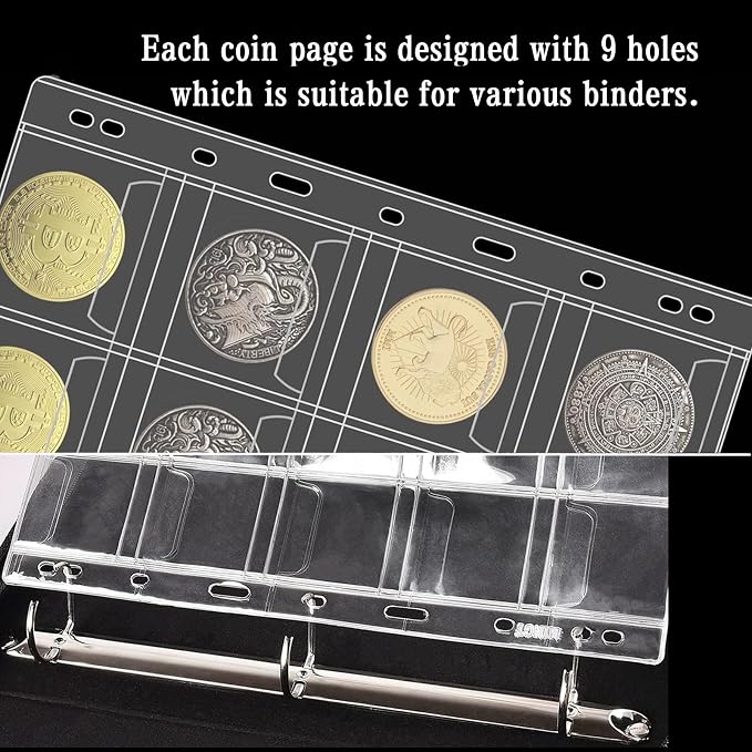 10 Sheets Coin Collection Pages, Coins Pocket Page - Image 4