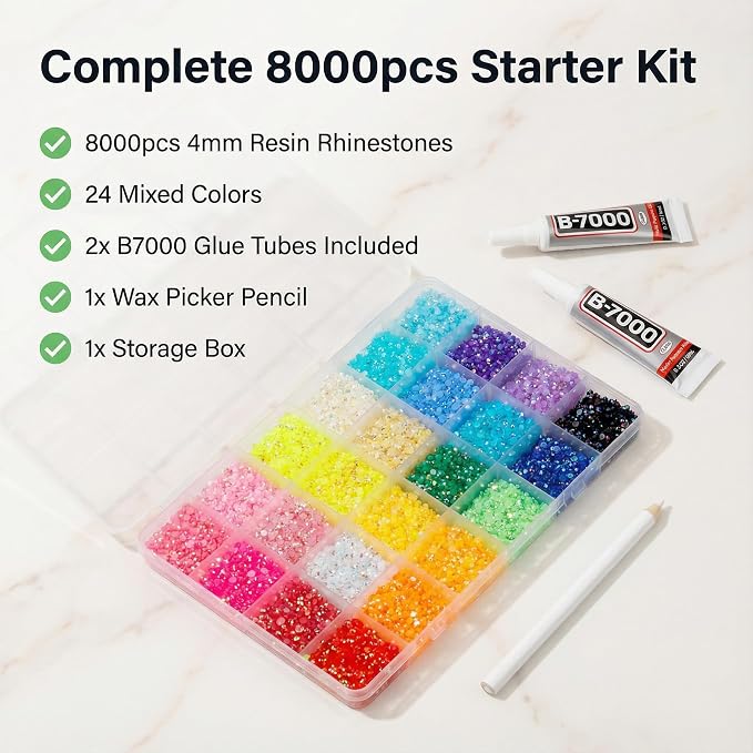 8000PCS 4MM 24 Colors Rhinestones - Image 2