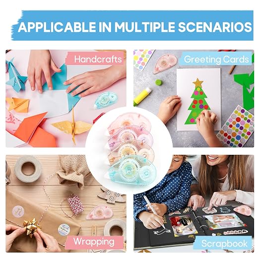 4 Pack Double Sided Tape Roller, Double Sided Adhesive Scrapbook Tape - Image 6