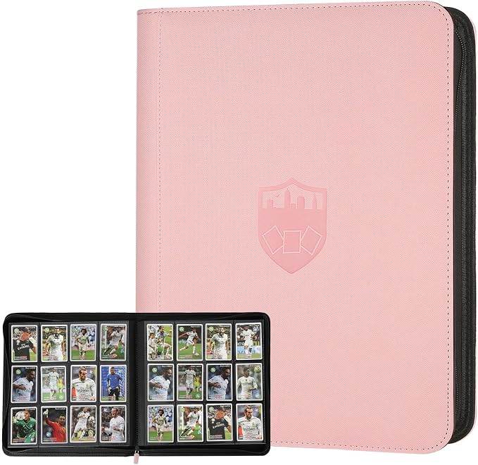 12 Pocket Ringless Side Loading Trading Card Binder, 720 Cards PU Fixed Page by GERMUN