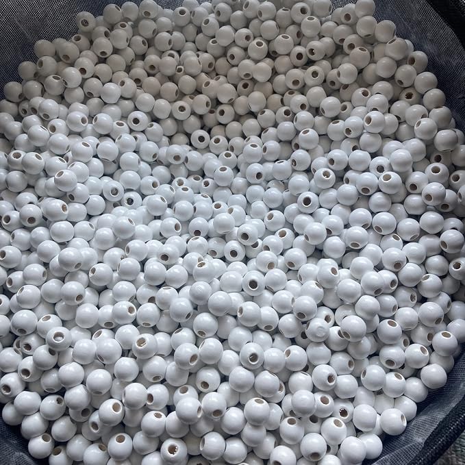 240Pcs White Wood Beads 16mm - Image 5