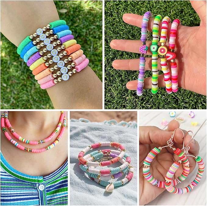 Gionlion 25000 Pcs Clay Beads Bracelet Making Kit Abundant Single Color Heishi - Image 5