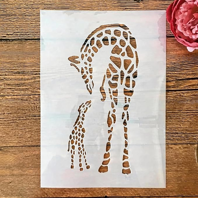 TIAMECH A4 Reusable Mum and Son Giraffe Stencil by TIAMECH