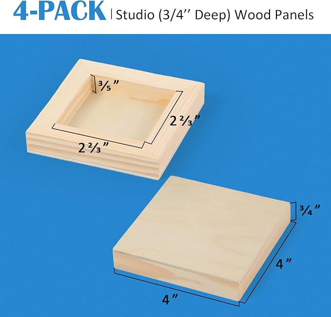 Falling in Art 4 Pack 4x4’’ Unfinished Birch Wood Panels Kit - Image 2