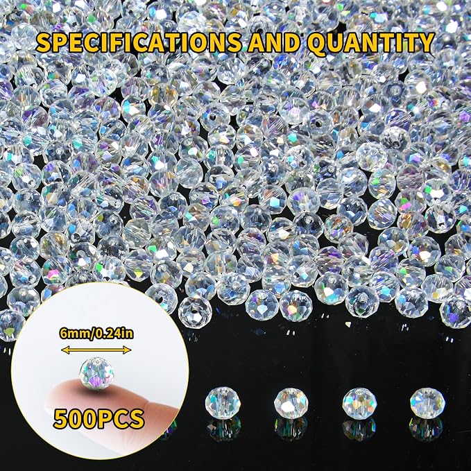 500 Pcs 6mm Round Crystal Glass Beads - Image 2