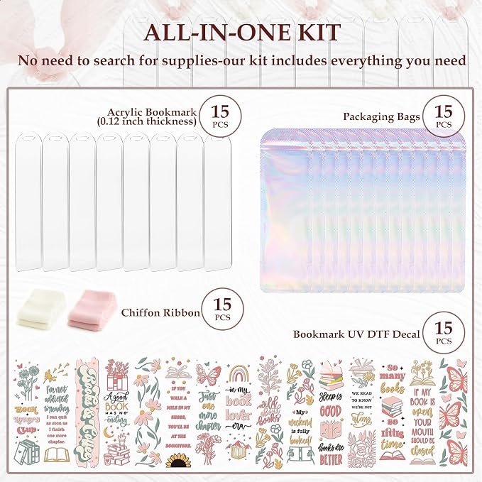 Dazoratix Floral Acrylic Bookmark Blanks - Image 2