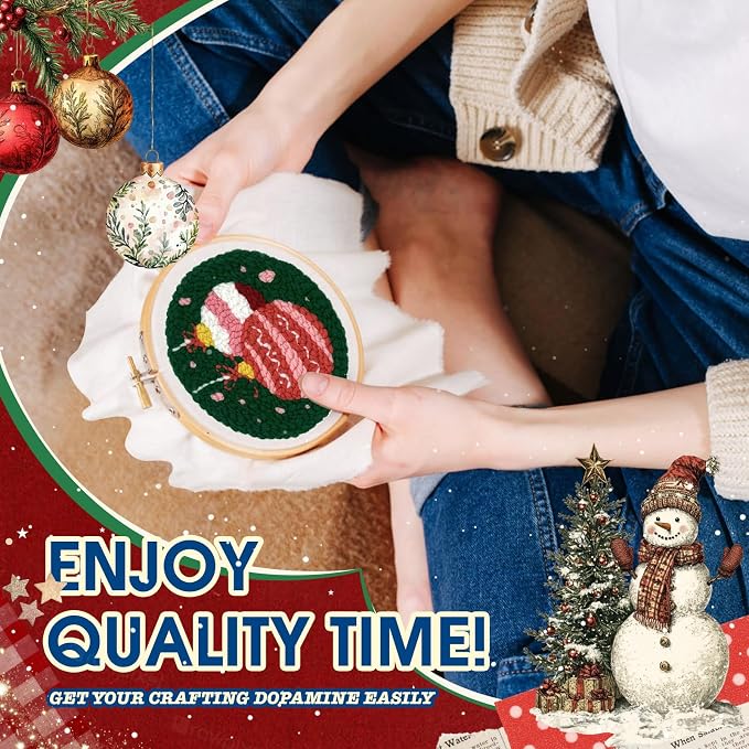 yuegool 2PCS Christmas Punch Needle Decoration Kit, Easy DIY Punch Needle - Image 3