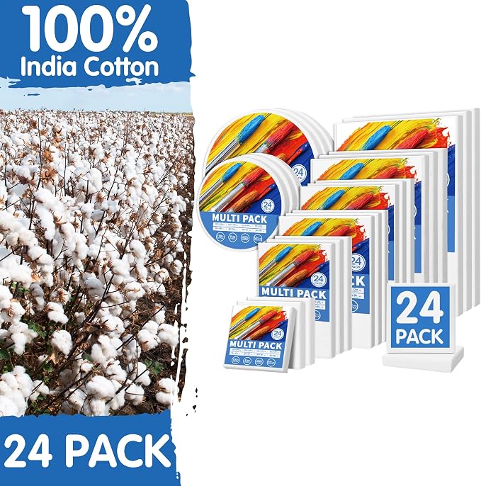 FIXSMITH 24 Pack Stretched Canvases, Round Canvas 12x12, 100% Cotton, Primed - Image 3