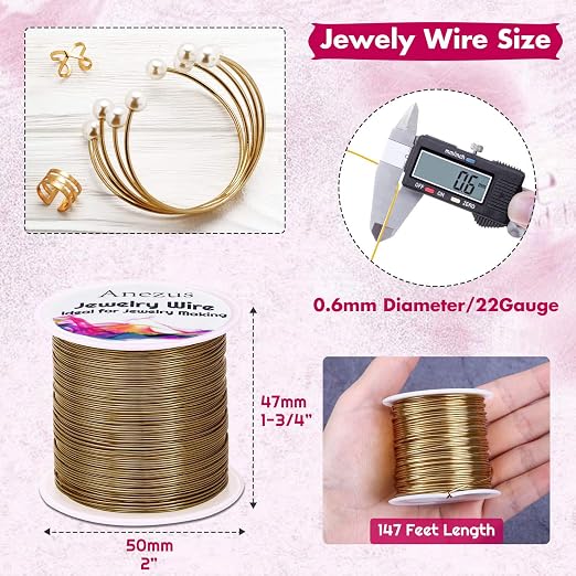 22 Gauge Jewelry Wire, Anezus Craft Wire Tarnish Resistant Copper Beading Wire - Image 2