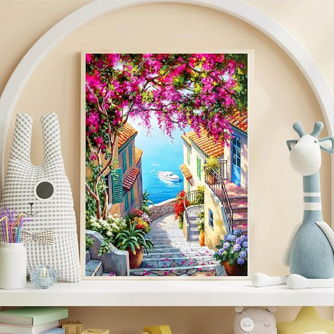 WUDWL Diamond Art Kits for Adults Beginner, Seaside Town DIY Modern Diamond - Image 2