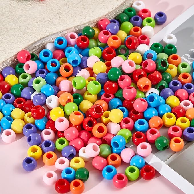 160pcs 12mm Plastics Acrylic Beads Mix 10 Color Large Hole Hair Beads - Image 8