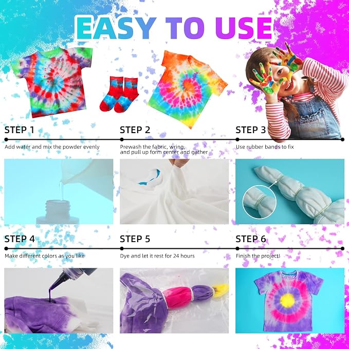 HTVRONT Tie Dye Kit for Kids and Adults - Image 6