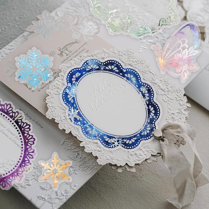 130 Pcs Pastel Fade-Resistant Lace Scrapbook Stickers - Image 6