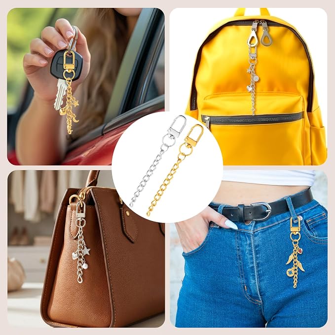 Hzopcw 20pcs Keychain Making Kit, Key Ring Swivel Snap Hook Chains, Alloy - Image 3